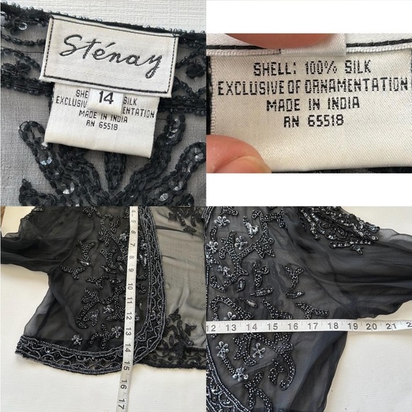 Vintage 1990s Sténay beaded 2 piece 100% Silk evening Dress size 14. - Picture 5 of 8